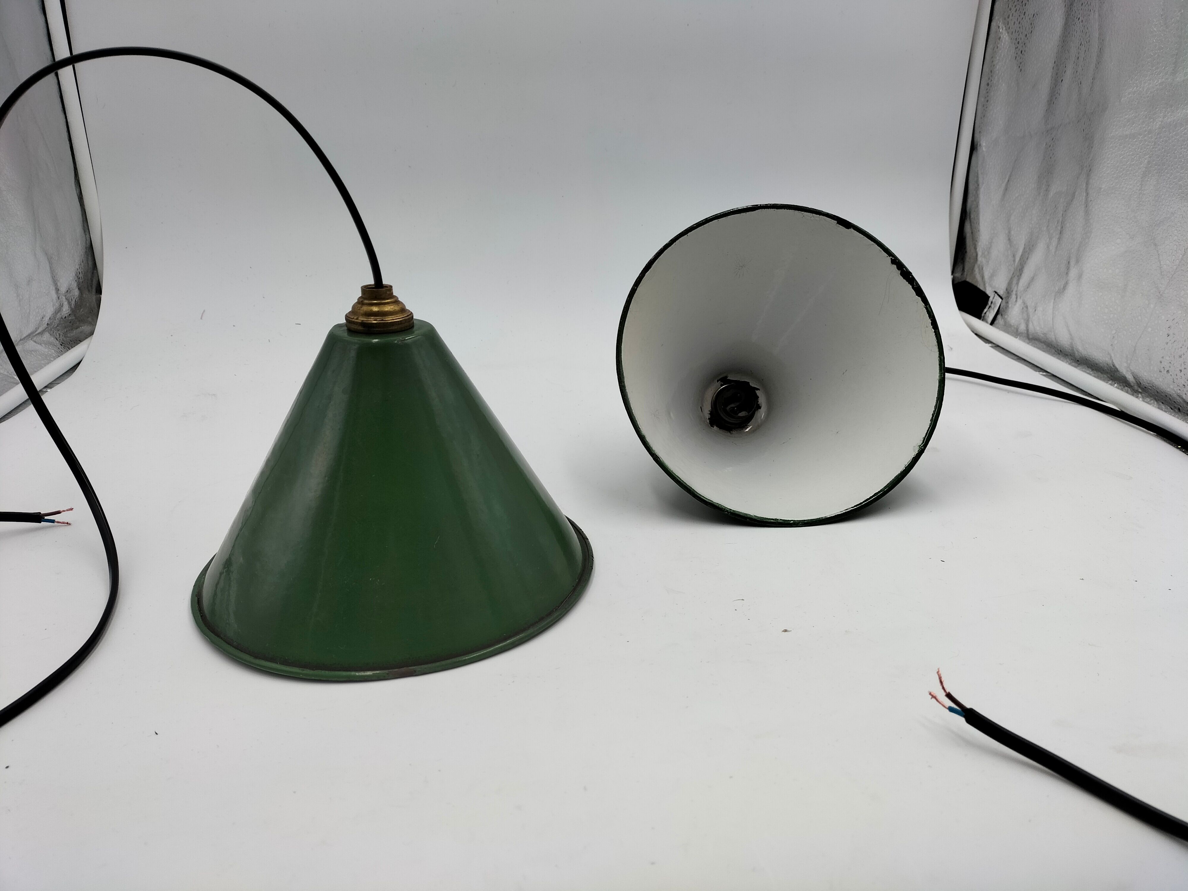 Pair of industrial hanging lamps
