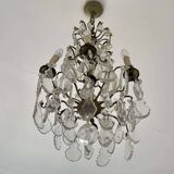 6-light chandelier in bronze and cut crystal, work early 20th century
