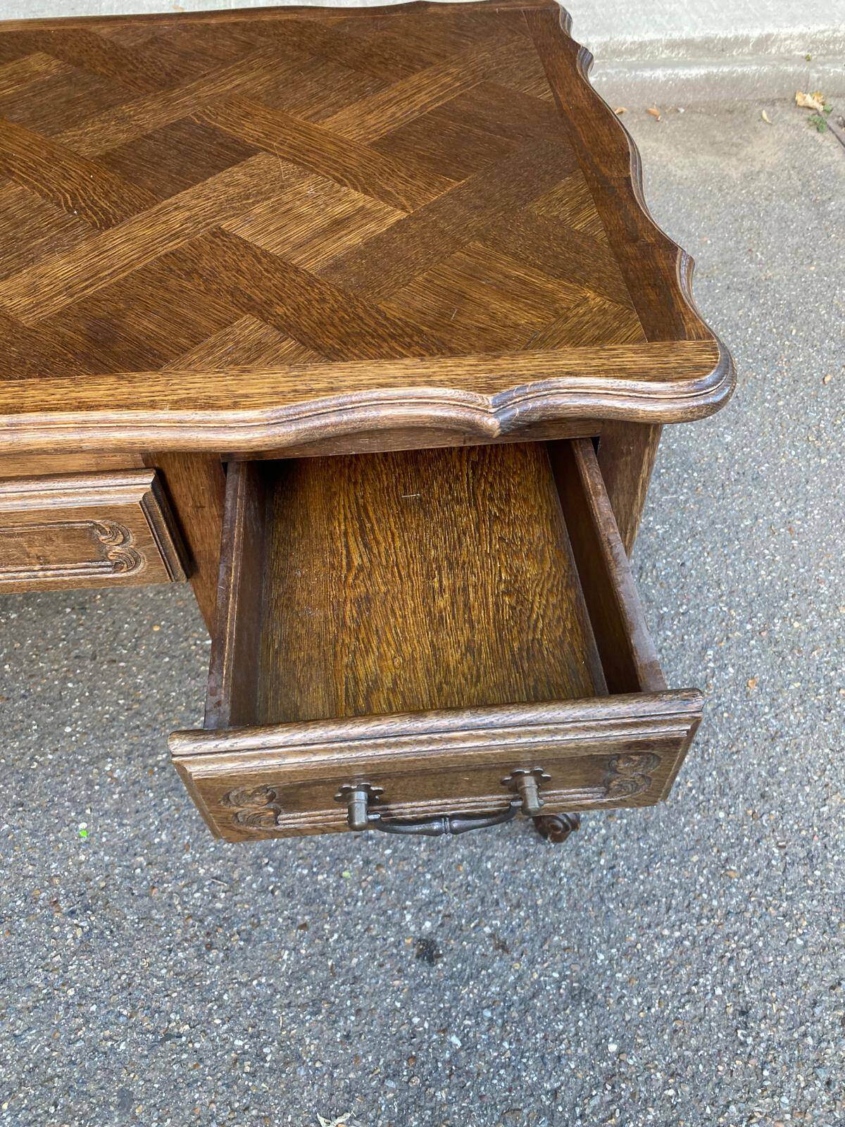 Louis XV style oak center desk