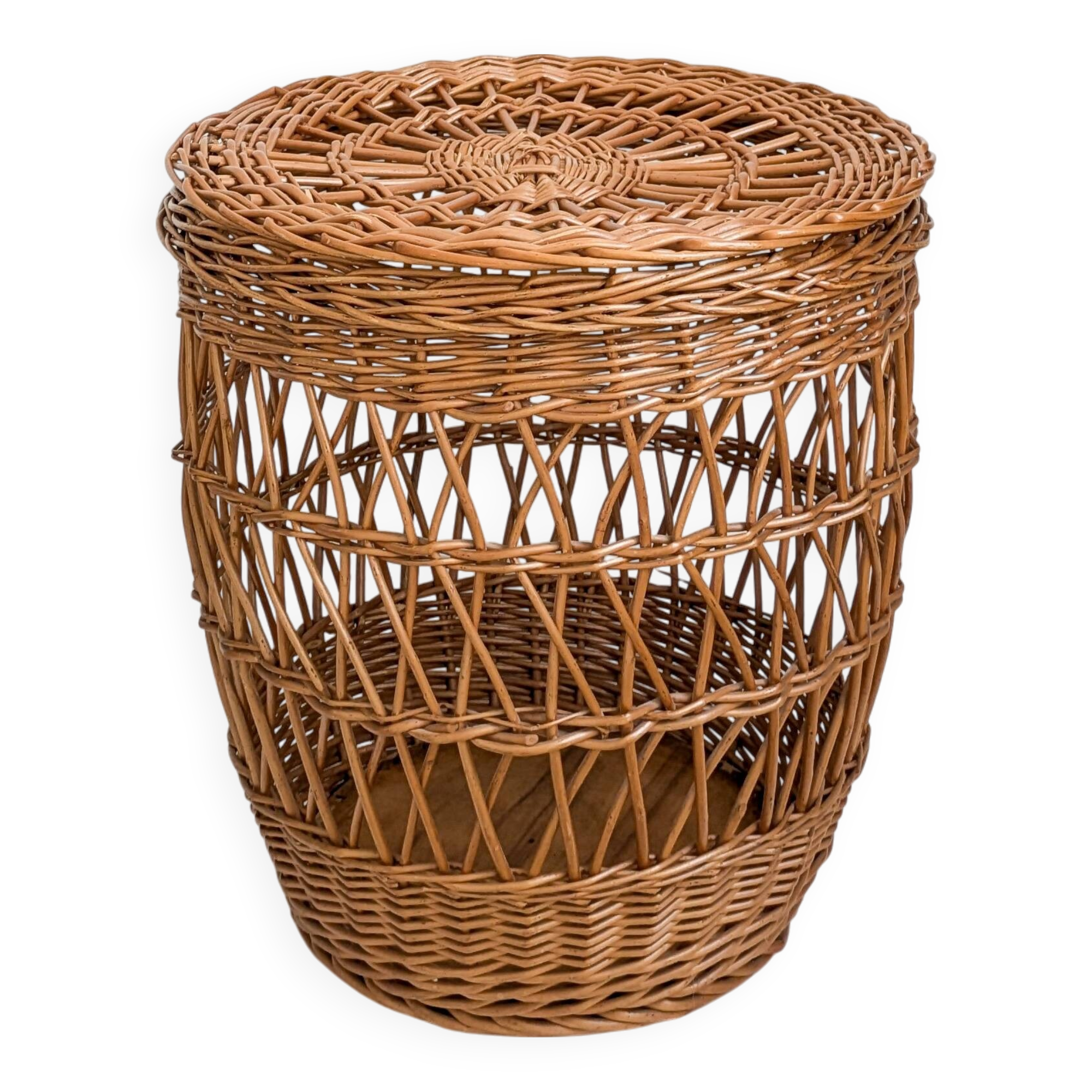 Panier Vintage Panier en osier Panier à linge Couvercle Panier de rangement
