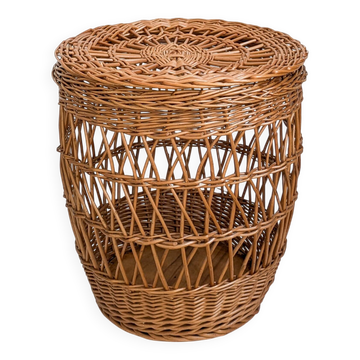 Panier Vintage Panier en osier Panier à linge Couvercle Panier de rangement
