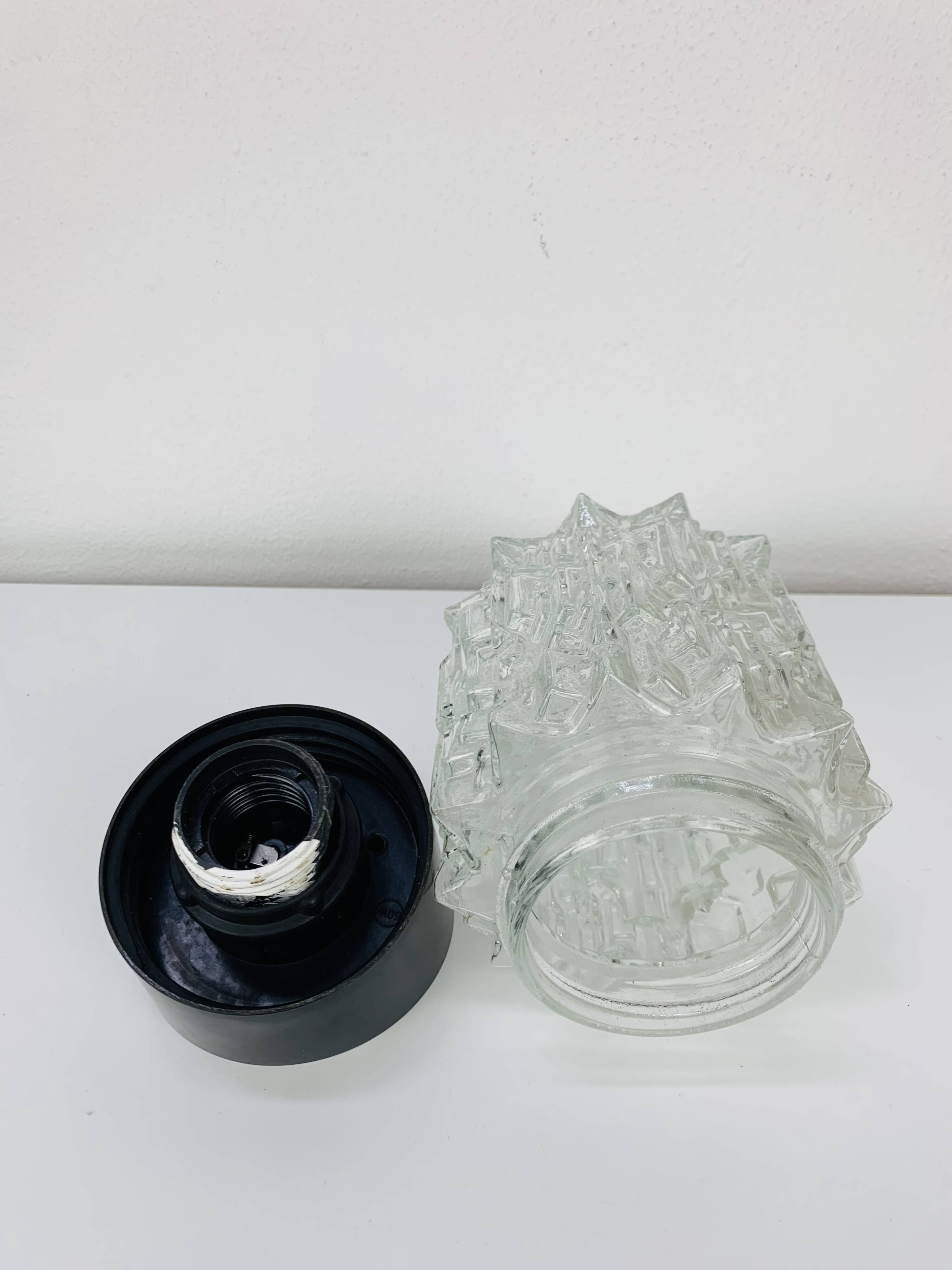 RZB wall lamp, chiseled glass, 1960s, vintage