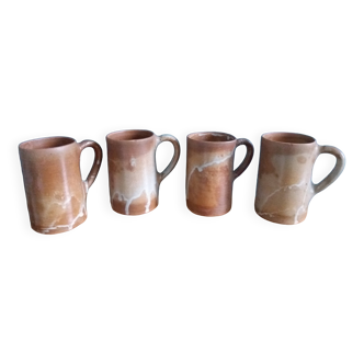 4 enameled stoneware cups