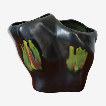 Black ceramic vase 50/60 years