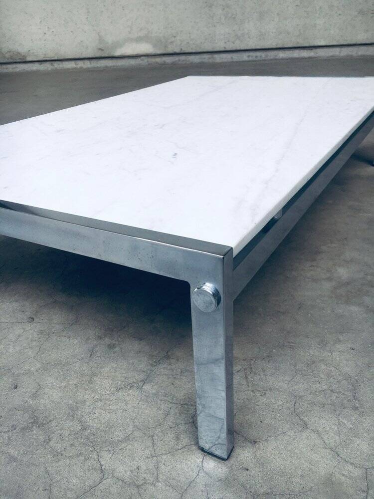 Postmodern Italian Carrara Marble Low Coffee Table, 1970s