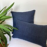 Coussin lin bleu marine