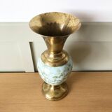 Vintage gold metal and ceramic vase