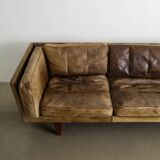Danish Mid Century Three Seater Brown Sofa "V11" by Illum Wikkelsø, 1960s