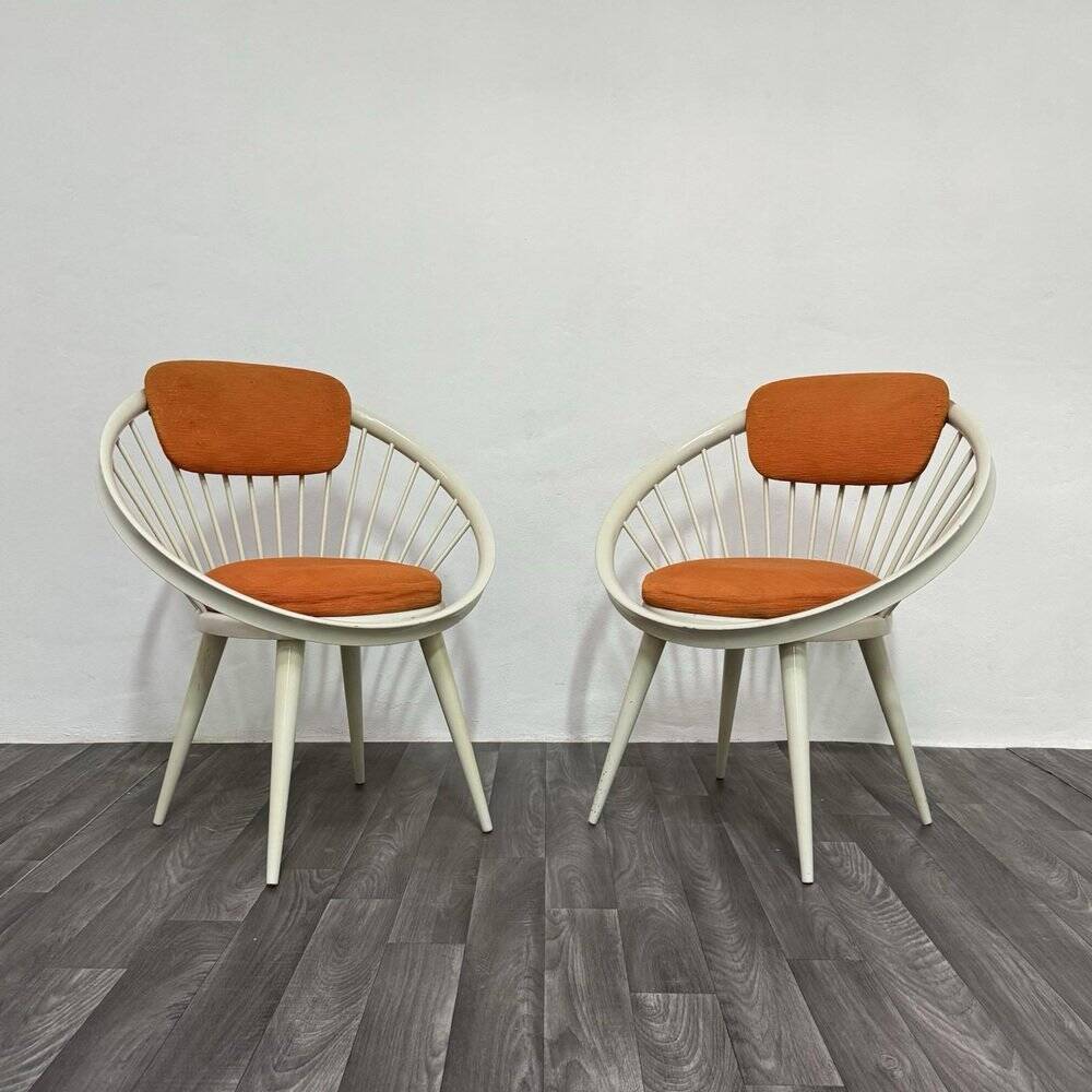 Scandinavian Circle Armchairs attributed to Yngve Ekström, 1960s, Set of 2