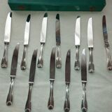 12 Silver Metal Ercuis Table Knives Box