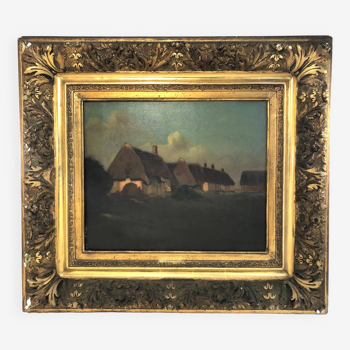 Oil on canvas by Eugène-Albert Moullé rural landscape