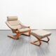 Lounge armchair with footrest, Scandinavian design, Kroken model, leather