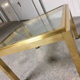 Small coffee table / Vintage brass and glass end table