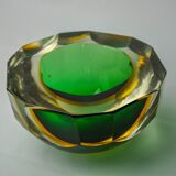 Vide poche sommerso vert et jaune par seguso, verre de murano, italie, 1970