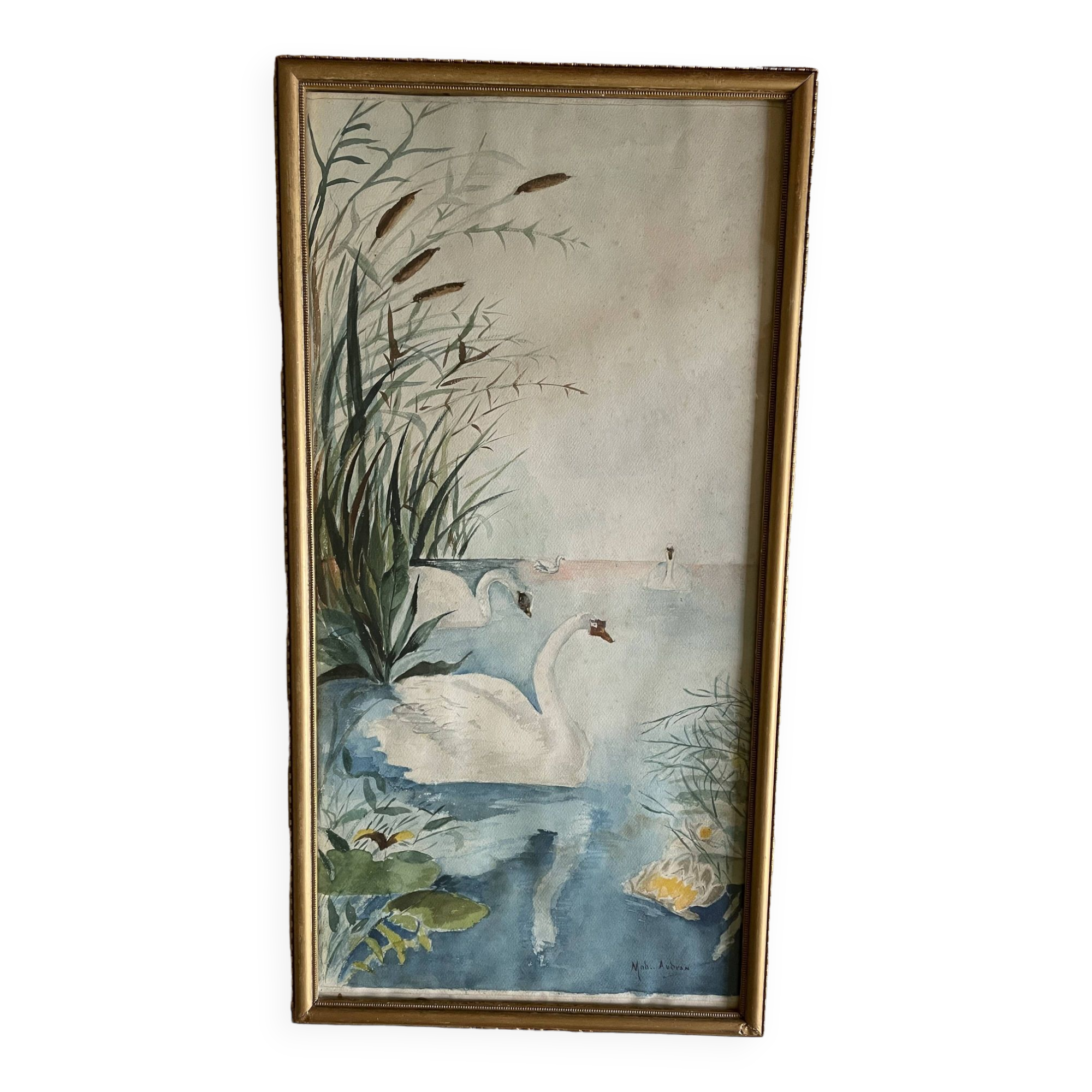 Tableau ancien bord de rivière