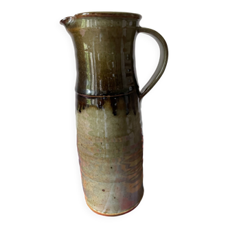 Khaki glazed stoneware pitcher