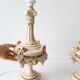 Pair of large painted wood table lamps. Spain, circa 1970s