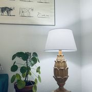 Large carved wooden lamp