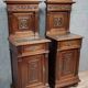 Pair of Renaissance style bedside tables in carved walnut, 19th century
