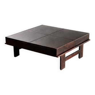 Square Walnut Coffee Table With Storage By Giovanni Michelucci, Italy 1960's