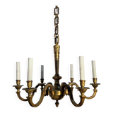 Important six-light chandelier in chiselled gilded bronze, Empire, 19th century