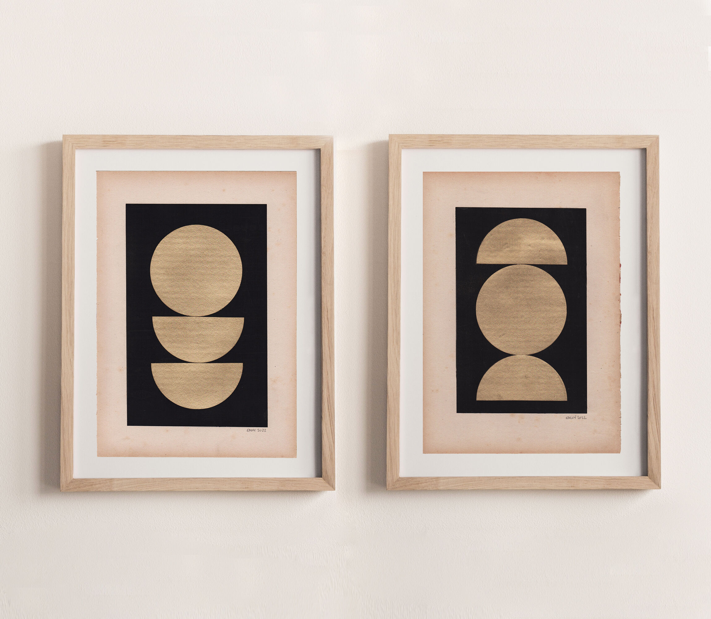 Duo of Collages on paper signed Eawy