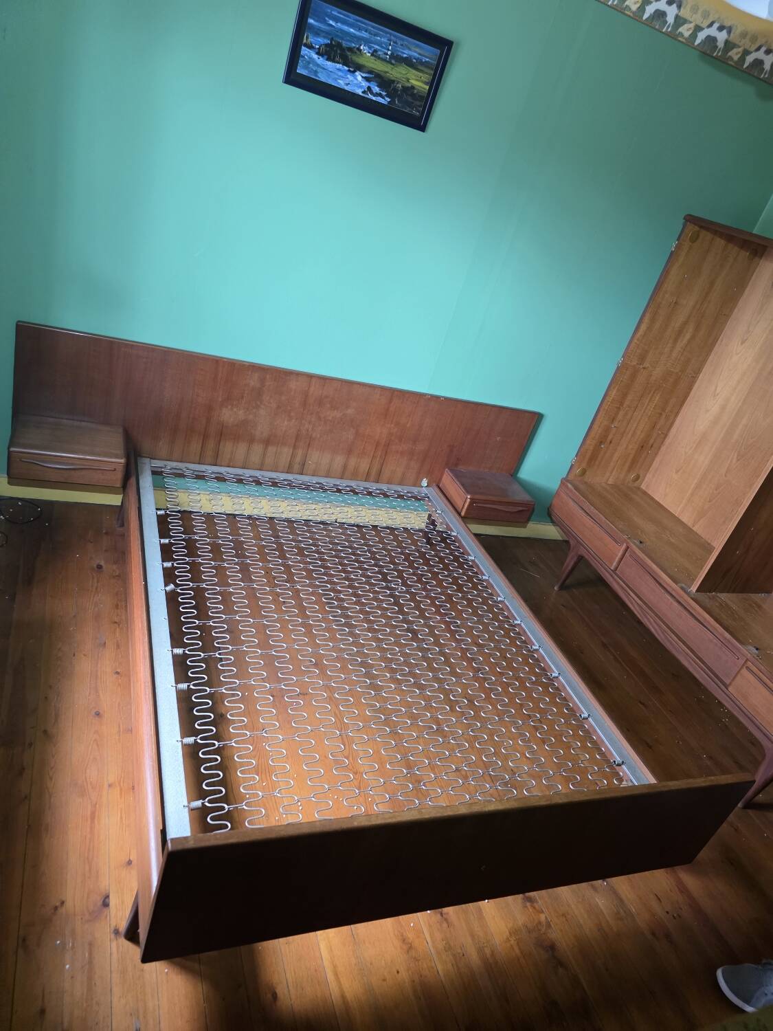 Lit scandinave en teck, années 60