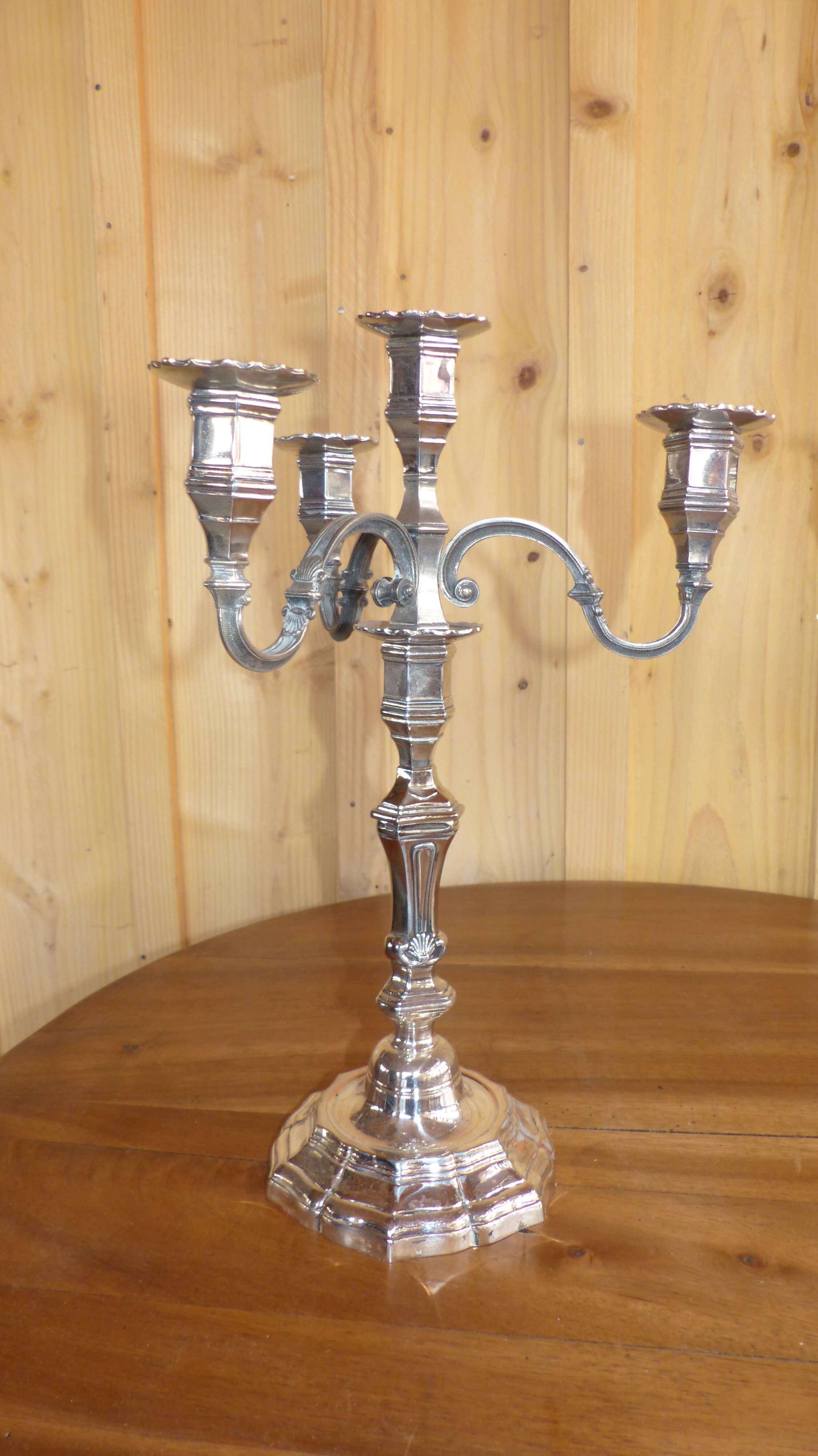 Regency style four-light silver metal candlesticks