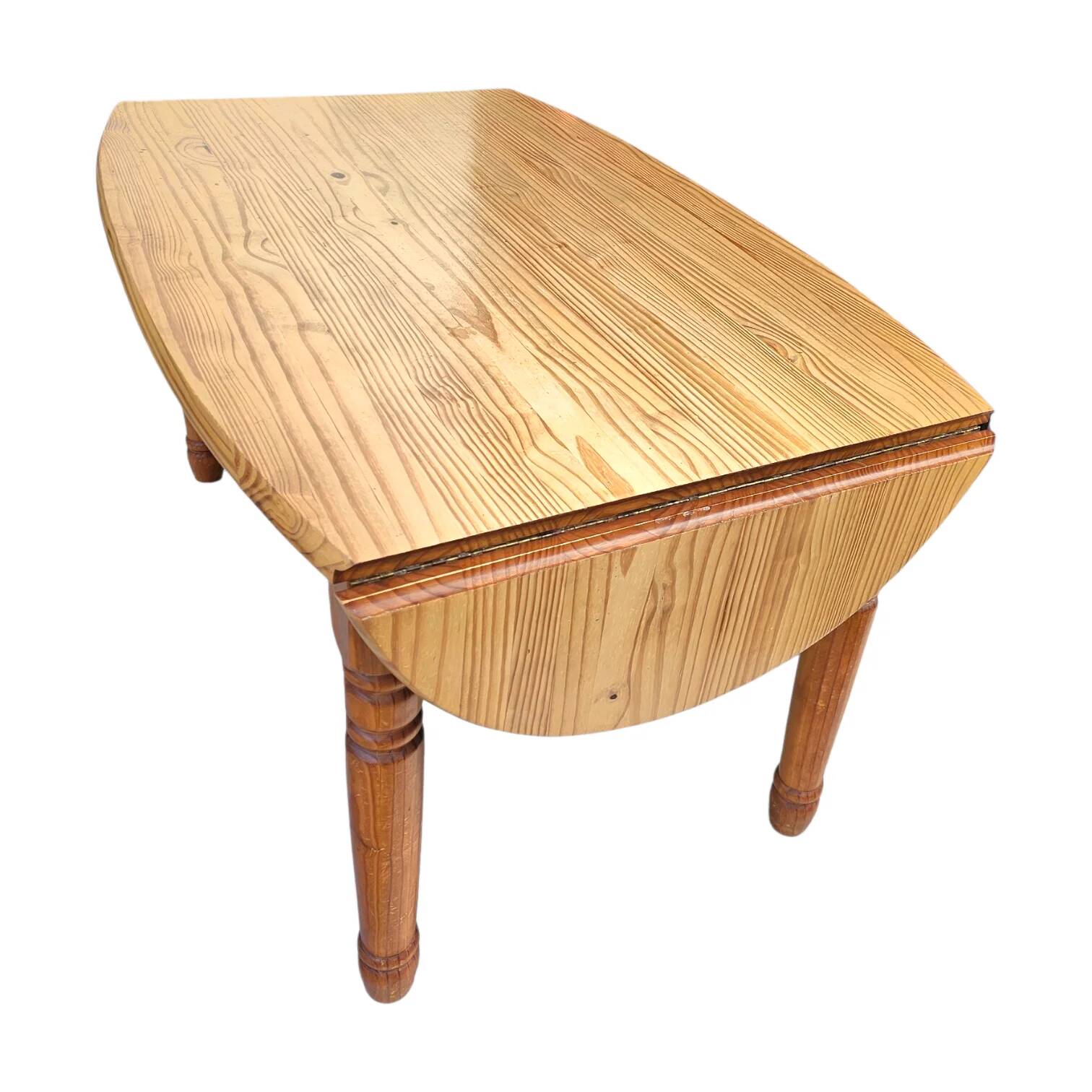 Extendable oval pine dining table 1970s