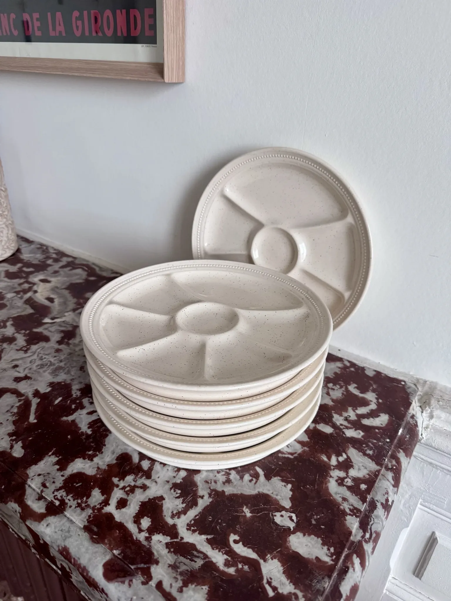 The earthenware fondue plates from Haute-Provence.