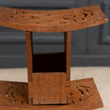 Pair of oriental stools in openwork carved wood