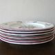 Kg luneville "réverbère" 6 flat plates earthenware hand-painted flowers ø25.5 cm