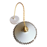 Lampe suspension vintage années 60 opaline blanche doré