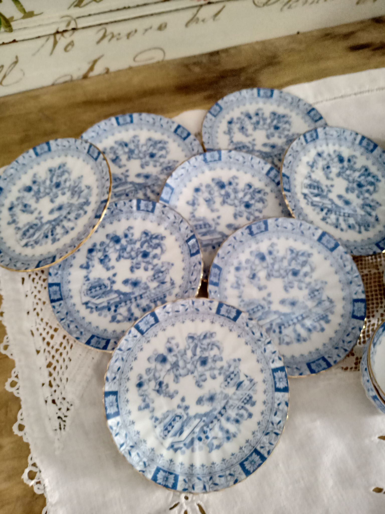 Set of 8 coffee cups and porcelain sub-cups Bavaria model China Blau