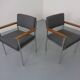 Vintage Square Tubular Rosewood and Steel Armchairs, Germany, 1960s, Set of 2