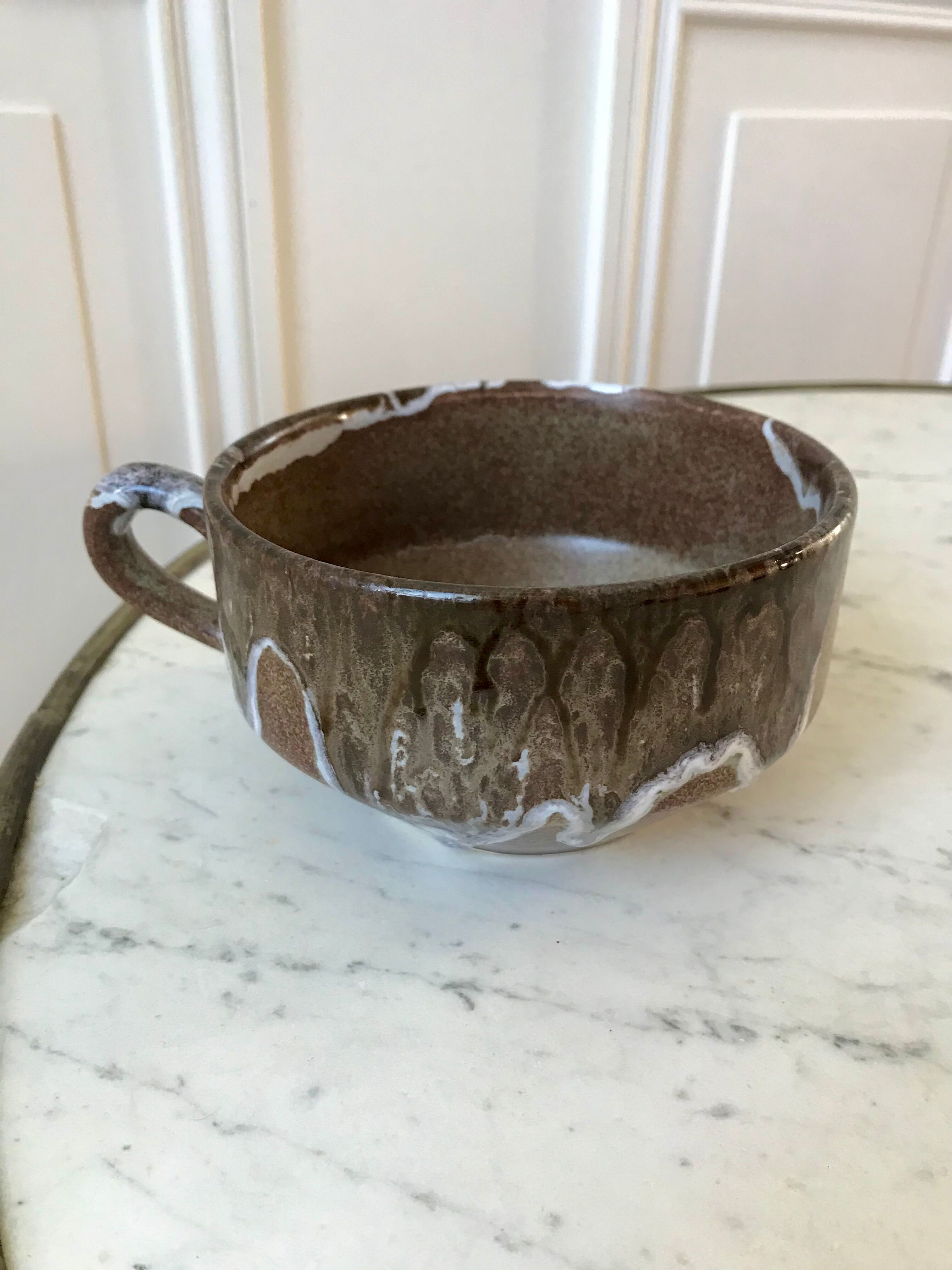 Stoneware cup signed Vallauris 70s