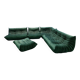 Bottle green velvet Togo living room set by Michel Ducaroy for Ligne Roset, set of 5