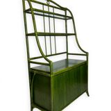 Buffet en rotin vert et hêtre, années 1970