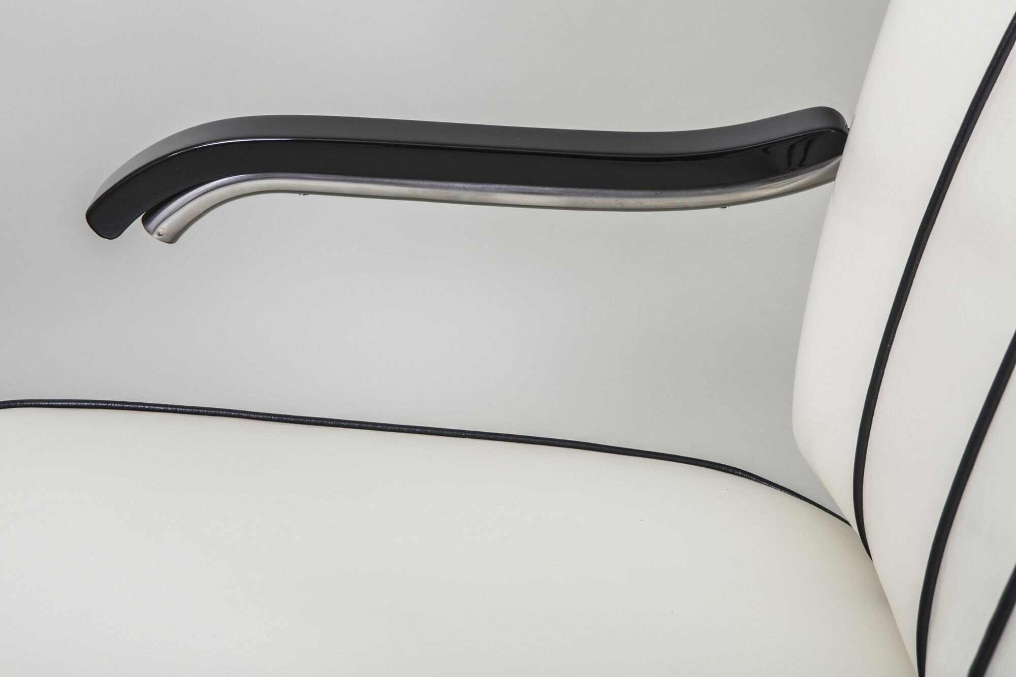 White leather armchair made in 1930s Czechia