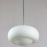 Mid-century italian chrome and opaline pendant lamp
