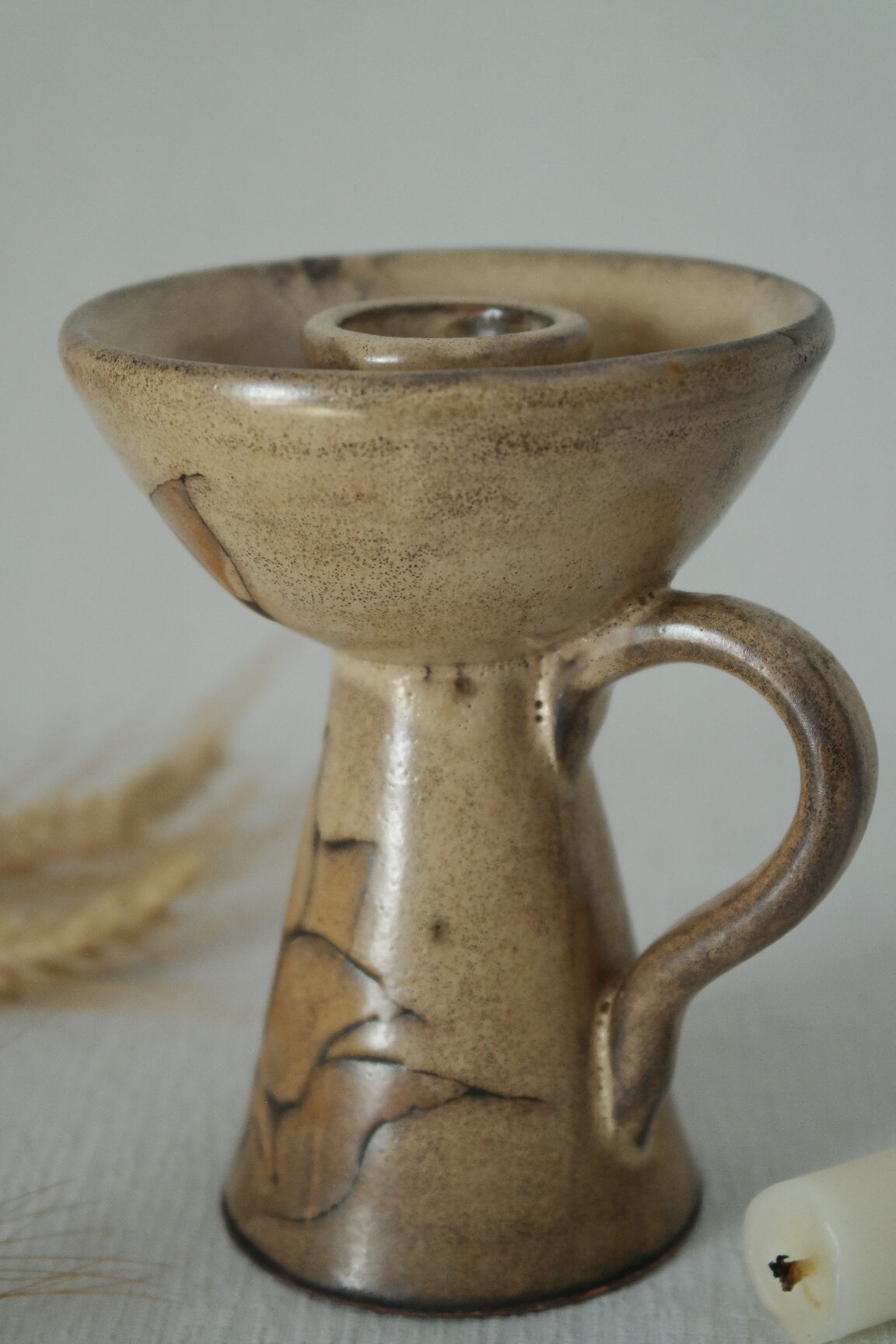 Ceramic candle holder Vallauris decoration Sunflower