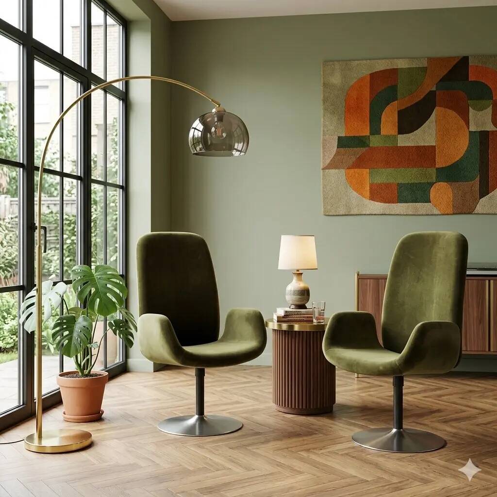 Paire de fauteuils vintage en tissu, mousse et métal, design Italie années 1970