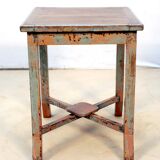 Burmese teak sofa end with original green patina