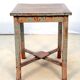 Burmese teak sofa end with original green patina