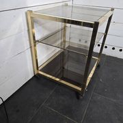 Brass and smoked glass side table from the 70s