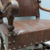 Pair of Louis XIII armchairs, 19th century