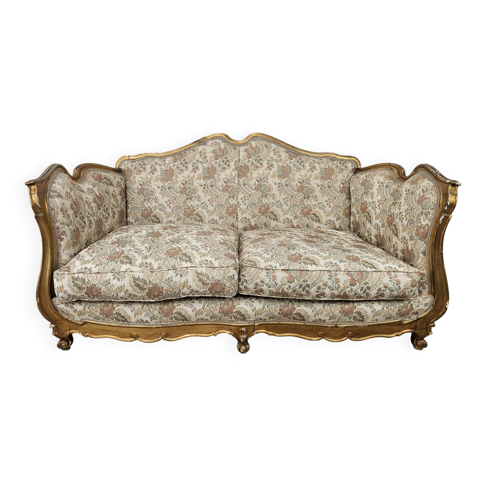 20th Century Italian Baroque Style Sofa in Carved and Gilded Wood