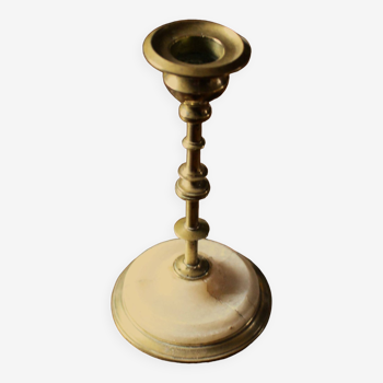 Fine brass candle holder alabaster base