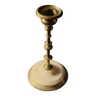 Fine brass candle holder alabaster base