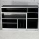 Storage cabinet wood compressed lacquered black lining margins aluminum. France, circa 1975.
